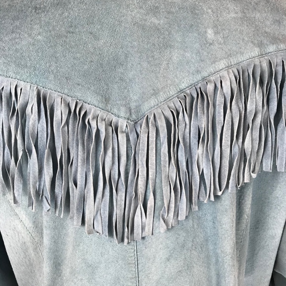 Vintage light blue suede fringe jacket - Picture 6 of 6